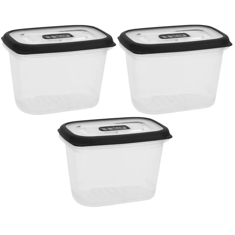 Express Levering 3x Vershoudbakje tpe rand zwart 600ml - Vershoudbakjes