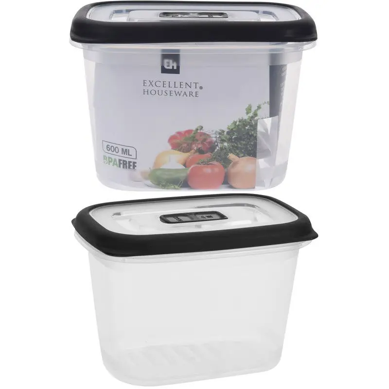 Nieuw Model 2x Vershoudbakje tpe rand zwart 1000ml - Vershoudbakjes