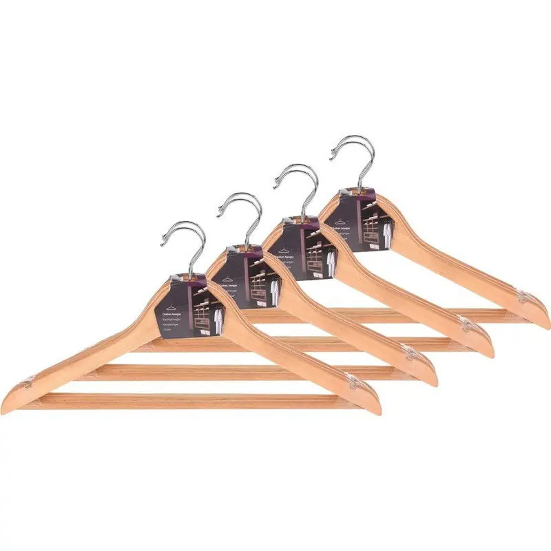Lage Prijs Kledinghangers van hout - met broeklat - 12x stuks - kleding ophangen - Kledinghangers