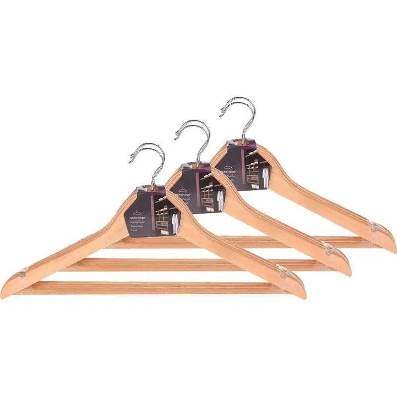 Kledinghangers van hout - met broeklat - 9x stuks - kleding ophangen - Kledinghangers Direct Verzonden