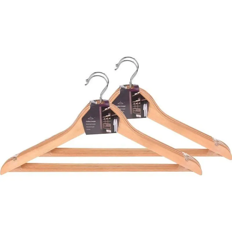 Kledinghangers van hout - met broeklat - 6x stuks - kleding ophangen - Kledinghangers Authentiek
