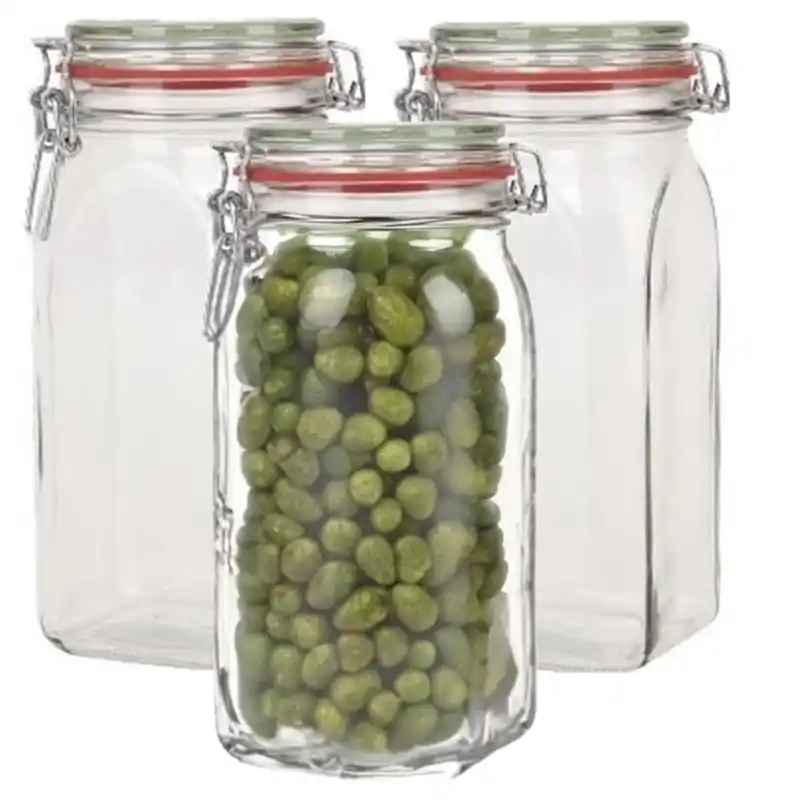 Weckpot - 3x stuks - 1500 ml - 1,5L - inmaakpot - met rubberen ring - Weckpotten Betaalbaar