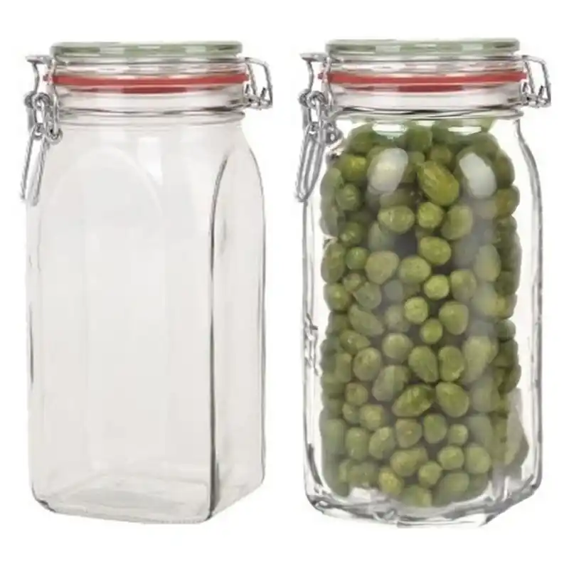 Budget Weckpot - 2x stuks - 1500 ml - 1,5L - inmaakpot - met rubberen ring - Weckpotten
