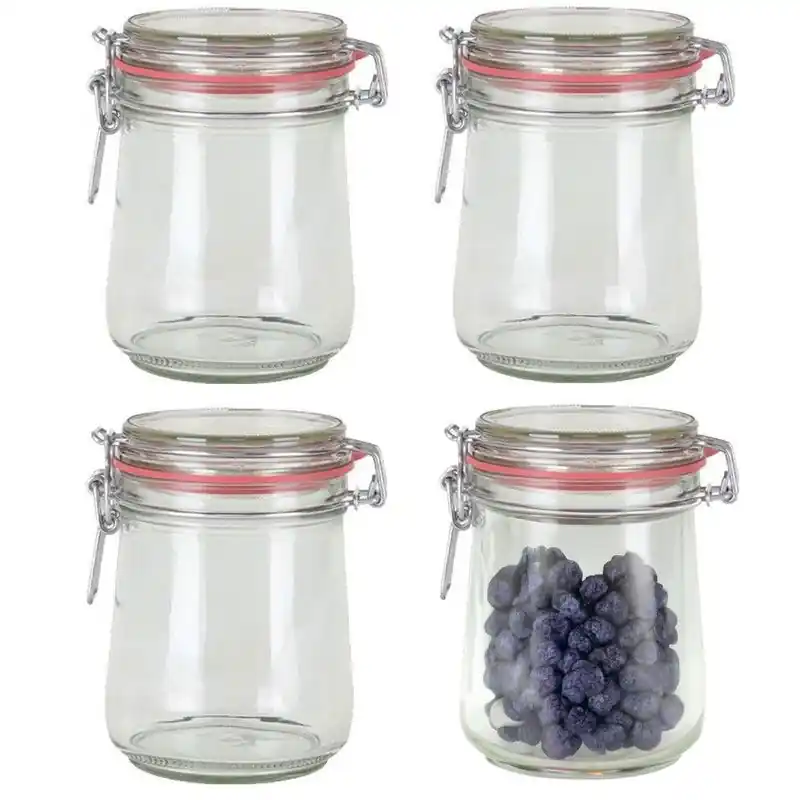 Voordeelprijs Weckpot/inmaakpot - 6x - glas - 720 ml - beugelsluiting - transparant - Weckpotten