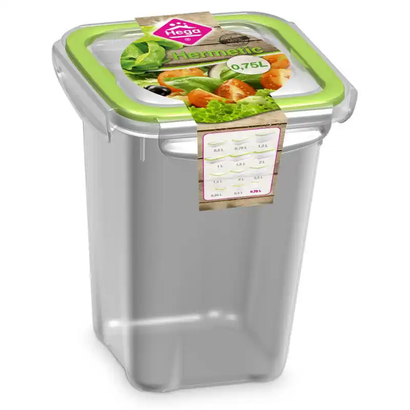 2x Voedsel plastic bewaarbakje 0,75 liter transparant/groen - Vershoudbakjes Merkproduct