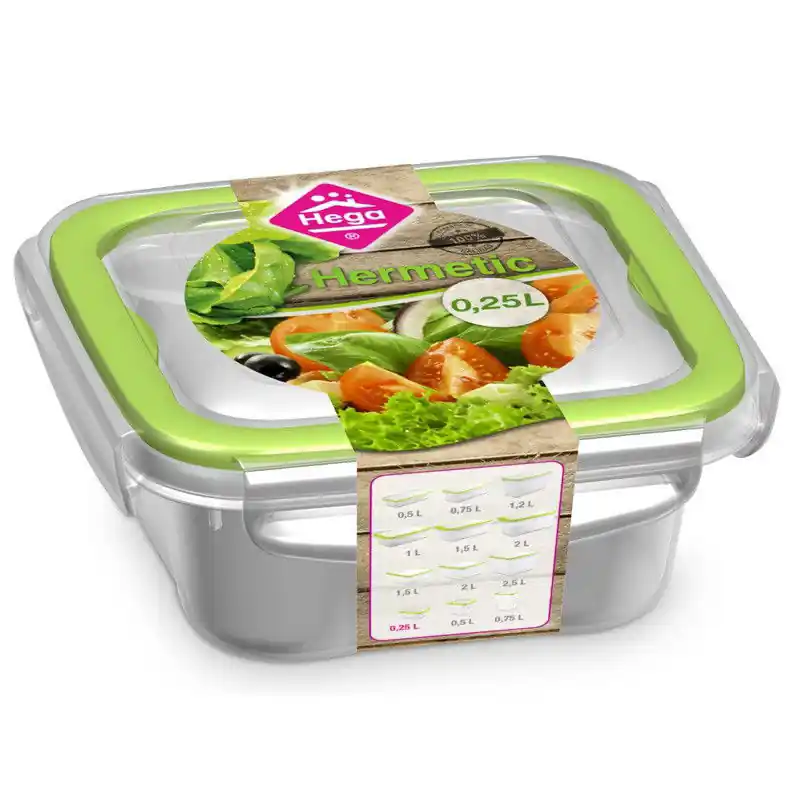 2x Voedsel plastic bewaarbakje 0,25 liter transparant/groen - Vershoudbakjes Dagaanbieding