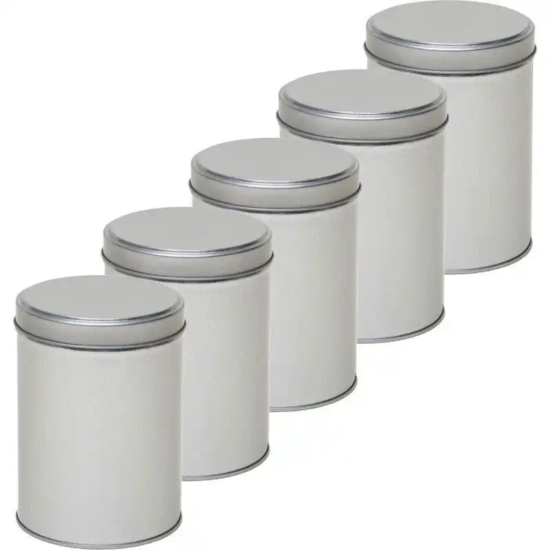 Populair Zilver rond opbergblik/bewaarblik - 5x - D9 x H13 cm - Voorraadblikken