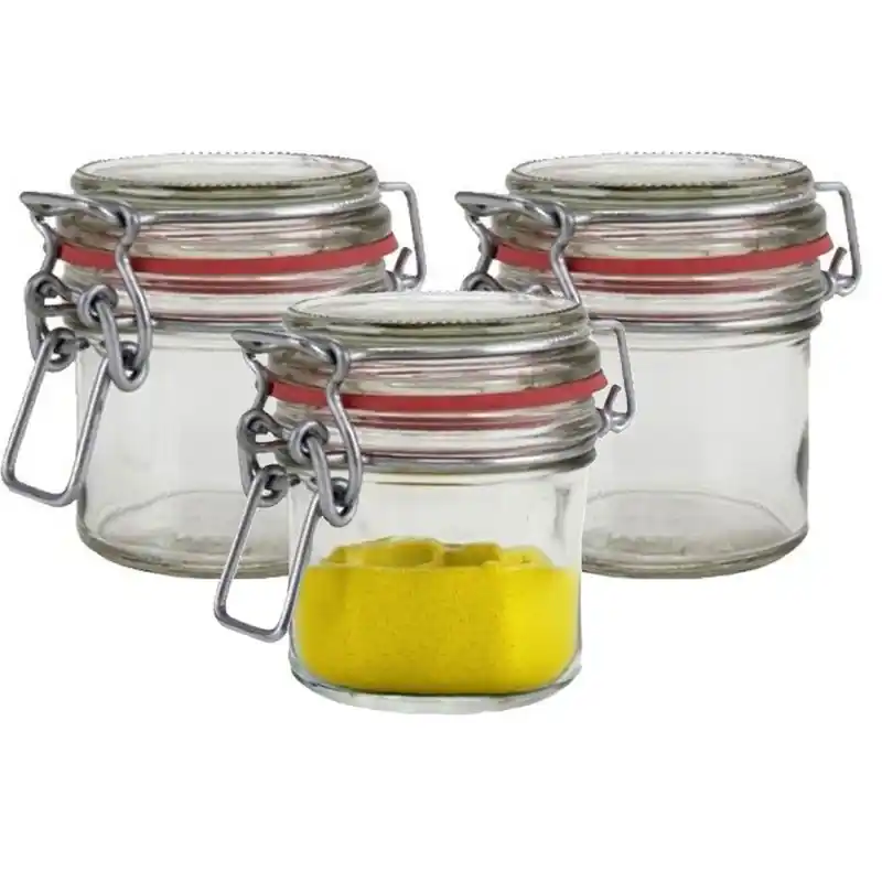 Koop Online Weckpot/inmaakpot - 3x - glas - 100 ml - beugelsluiting - transparant - Weckpotten
