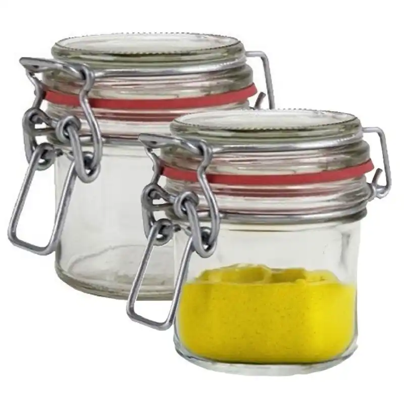 Weckpot/inmaakpot - 2x - glas - 100 ml - beugelsluiting - transparant - Weckpotten Voordeelprijs