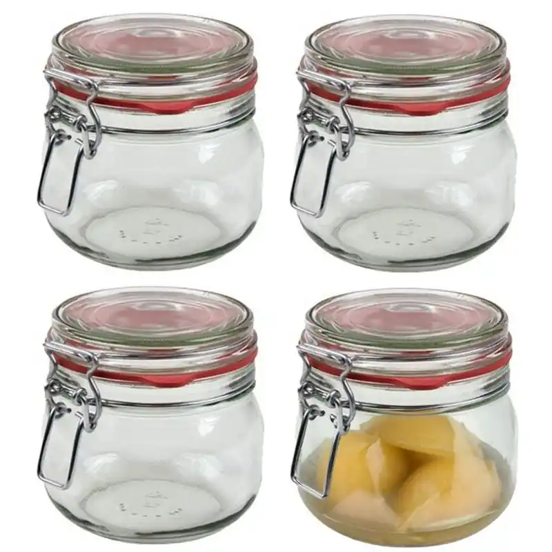 Weckpot/inmaakpot - 8x - glas - 500 ml - beugelsluiting - transparant - Weckpotten Alleen Vandaag