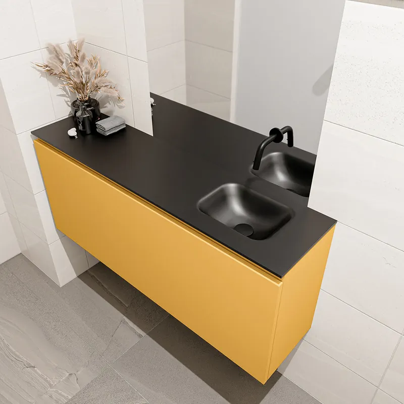 Actieprijs Mondiaz Olan 120cm toiletmeubel ocher met wastafel urban rechts geen kraangat