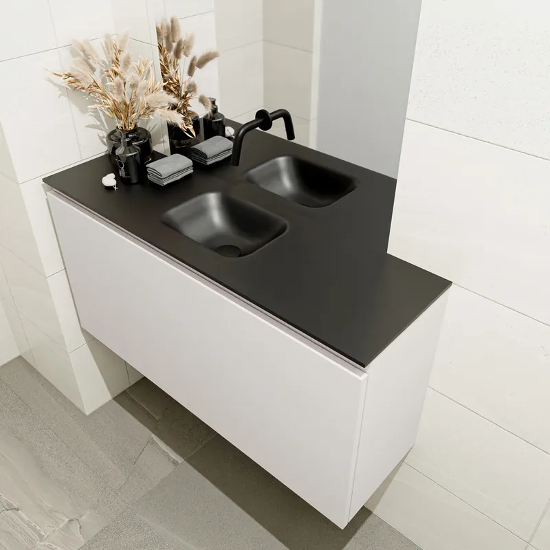 Beperkt Aanbod Mondiaz Olan 100cm toiletmeubel linen met wastafel urban midden geen kraangat