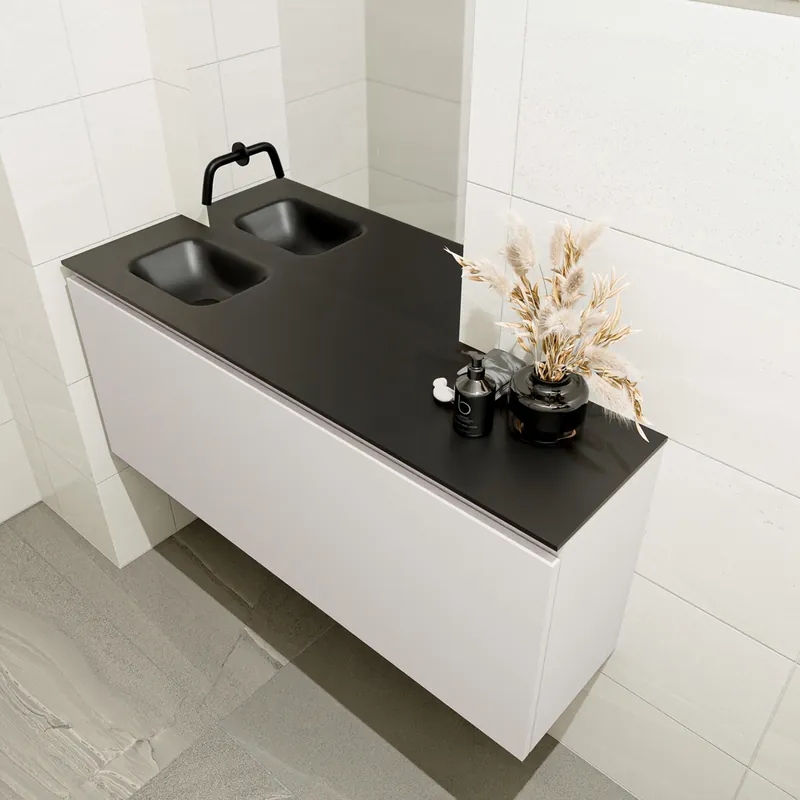 Lage Prijs Mondiaz Olan 120cm toiletmeubel linen met wastafel urban links geen kraangat