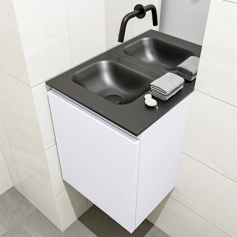 Korting Mondiaz Olan 40cm toiletmeubel cale met wastafel urban links geen kraangat