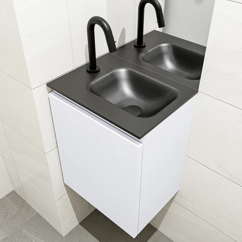 Lage Kosten Mondiaz Olan 40cm toiletmeubel cale met wastafel urban rechts 1 kraangat