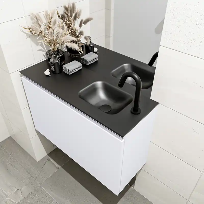 Exclusief Mondiaz Olan 80cm toiletmeubel cale met wastafel urban rechts 1 kraangat