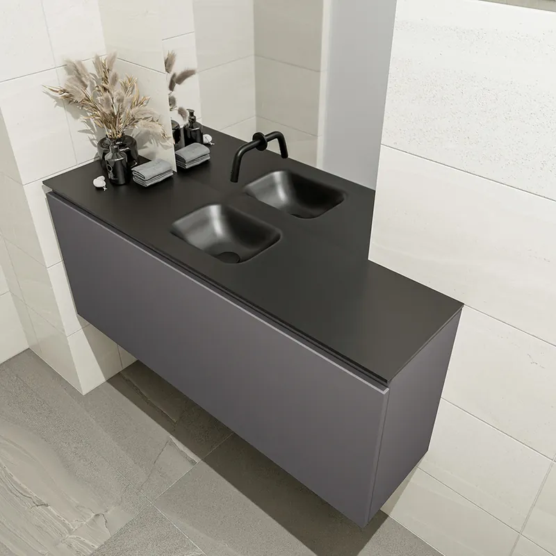 Wereldwijde Verzending Mondiaz Olan 120cm toiletmeubel dark grey met wastafel urban midden geen kraangat