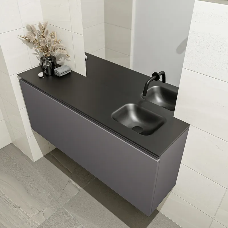 Bestel Nu Mondiaz Olan 120cm toiletmeubel dark grey met wastafel urban rechts geen kraangat