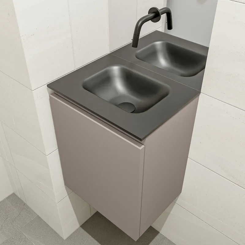 Koop Vandaag Mondiaz Olan 40cm toiletmeubel smoke met wastafel urban midden geen kraangat