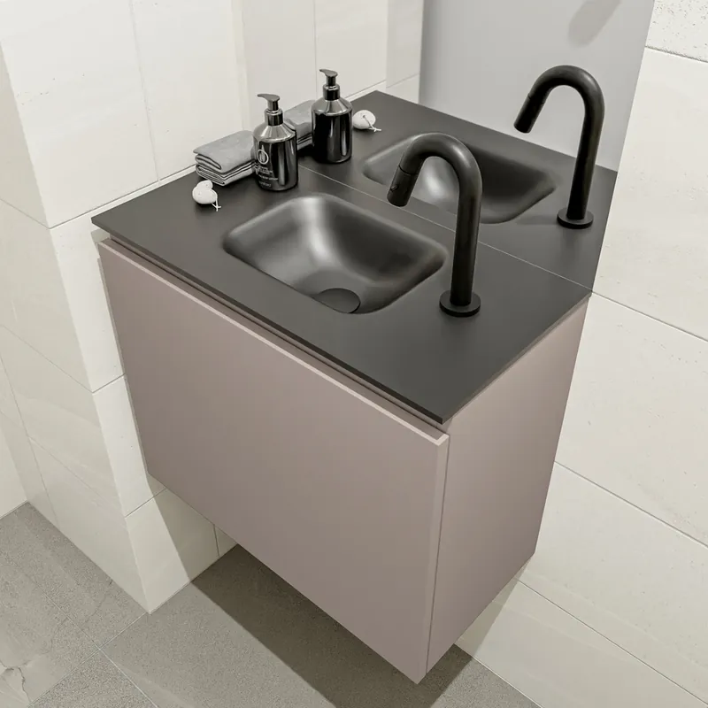 Veilige Betaling Mondiaz Olan 60cm toiletmeubel smoke met wastafel urban midden 1 kraangat