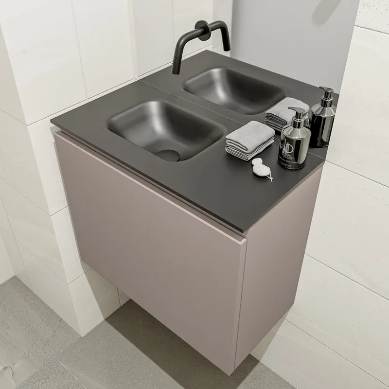 Nieuwe Collectie Mondiaz Olan 60cm toiletmeubel smoke met wastafel urban links geen kraangat