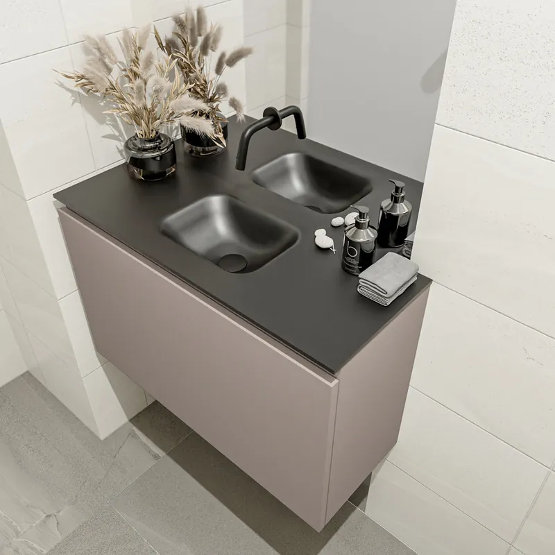 Veilige Betaling Mondiaz Olan 80cm toiletmeubel smoke met wastafel urban midden geen kraangat