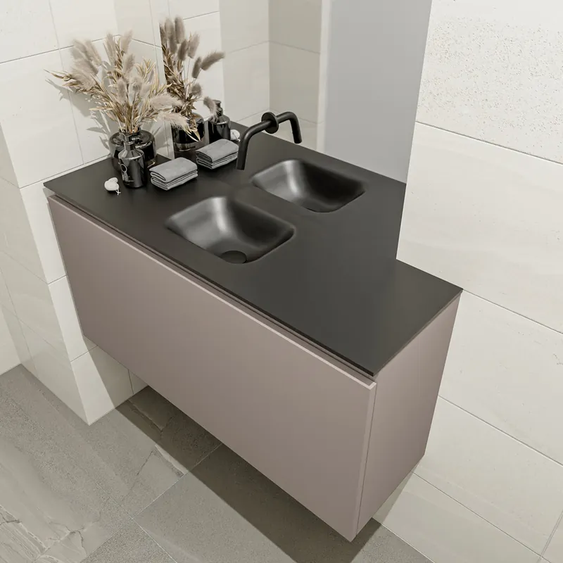 Nieuwe Collectie Mondiaz Olan 100cm toiletmeubel smoke met wastafel urban midden geen kraangat