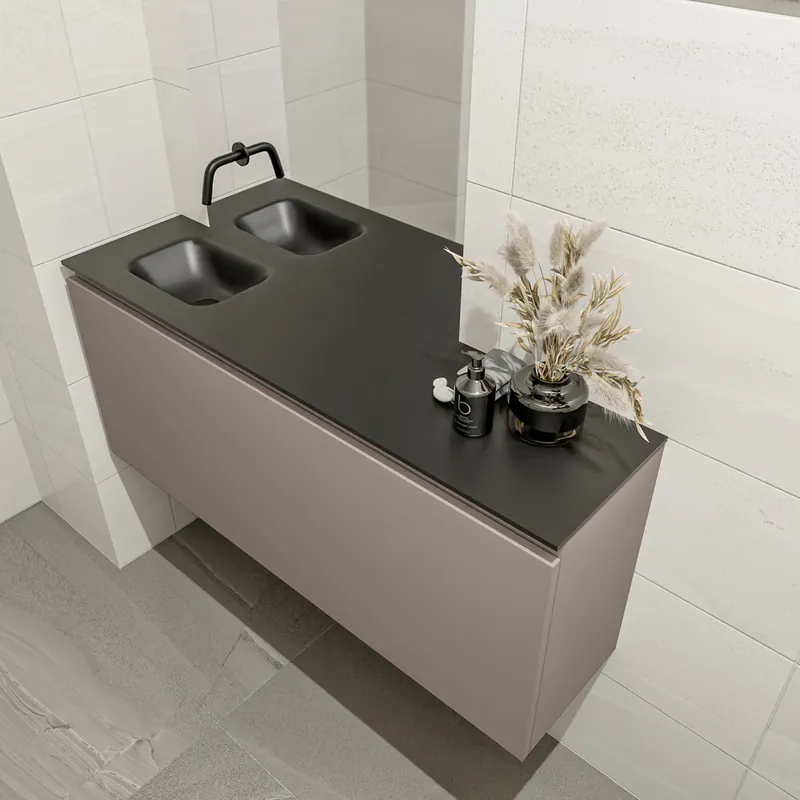 Budget Mondiaz Olan 120cm toiletmeubel smoke met wastafel urban links geen kraangat