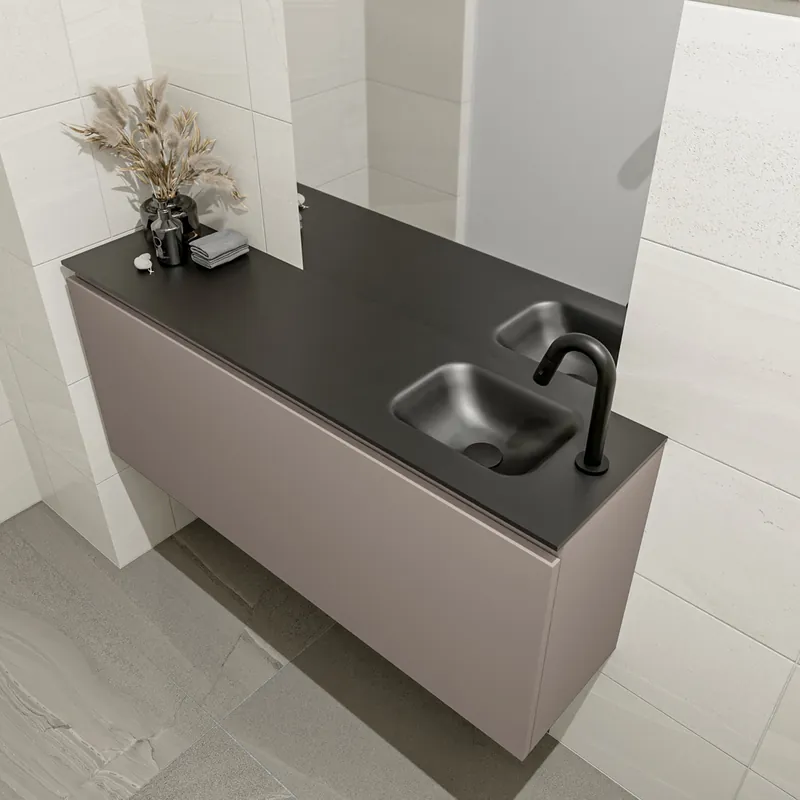 Nu Kopen Mondiaz Olan 120cm toiletmeubel smoke met wastafel urban rechts 1 kraangat