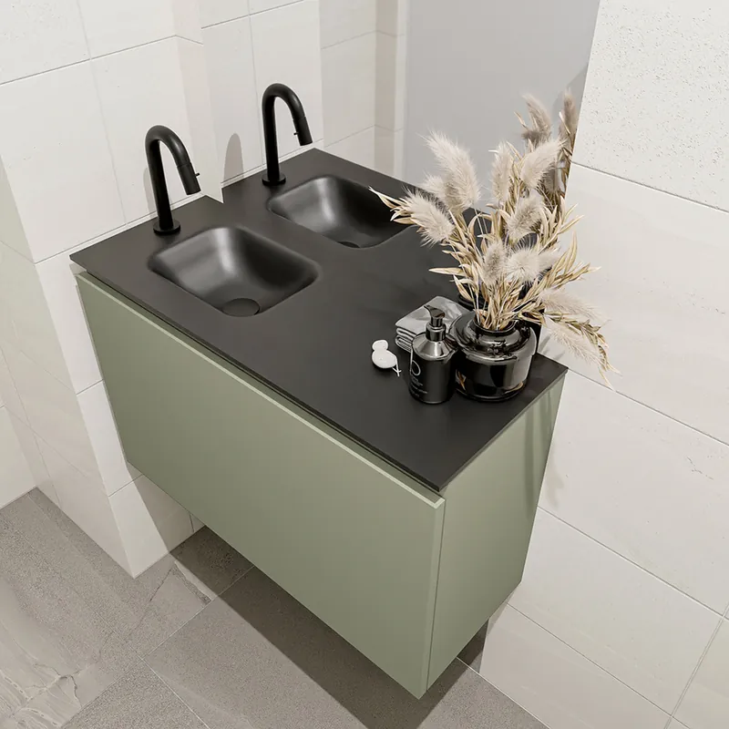 Express Levering Mondiaz Olan 80cm toiletmeubel army met wastafel urban links 1 kraangat