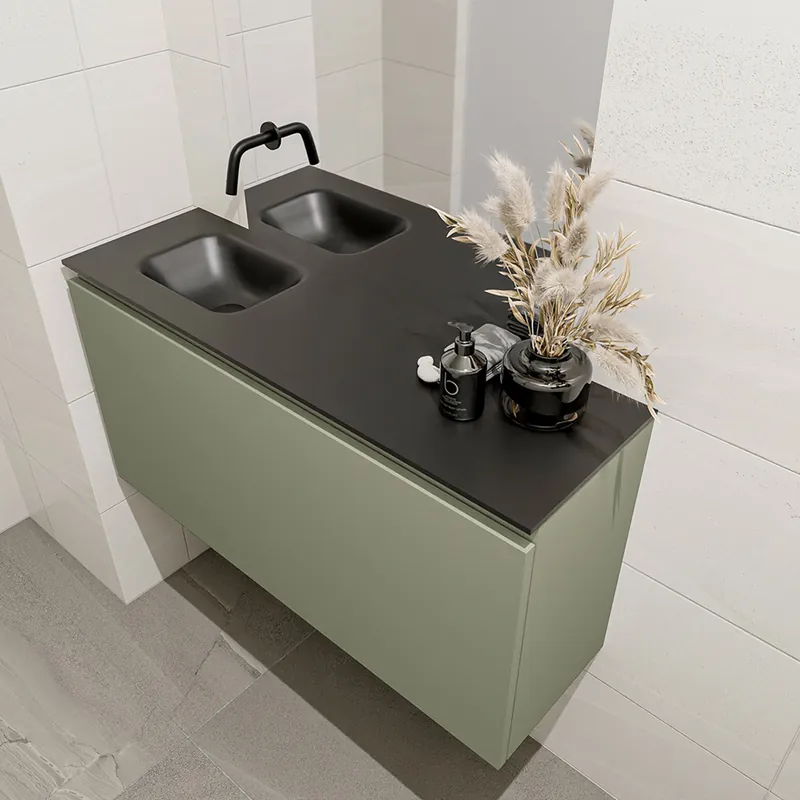 Snelle Levering Mondiaz Olan 100cm toiletmeubel army met wastafel urban links geen kraangat