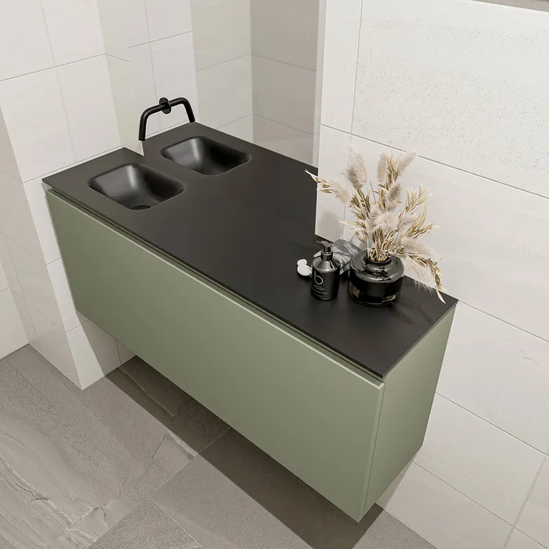 Finale Uitverkoop Mondiaz Olan 120cm toiletmeubel army met wastafel urban links geen kraangat
