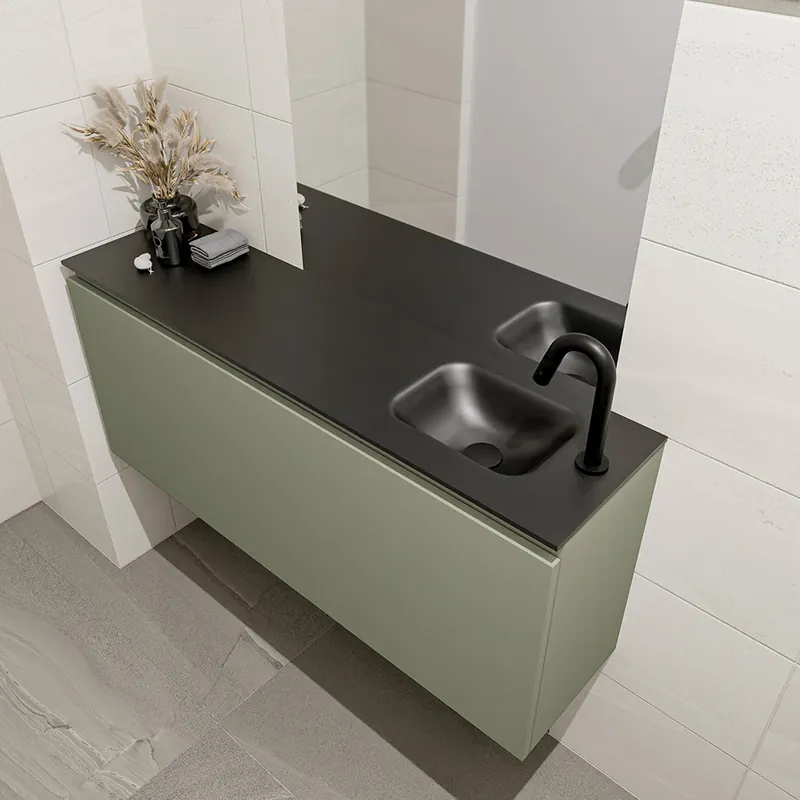 Hoge Kwaliteit Mondiaz Olan 120cm toiletmeubel army met wastafel urban rechts 1 kraangat