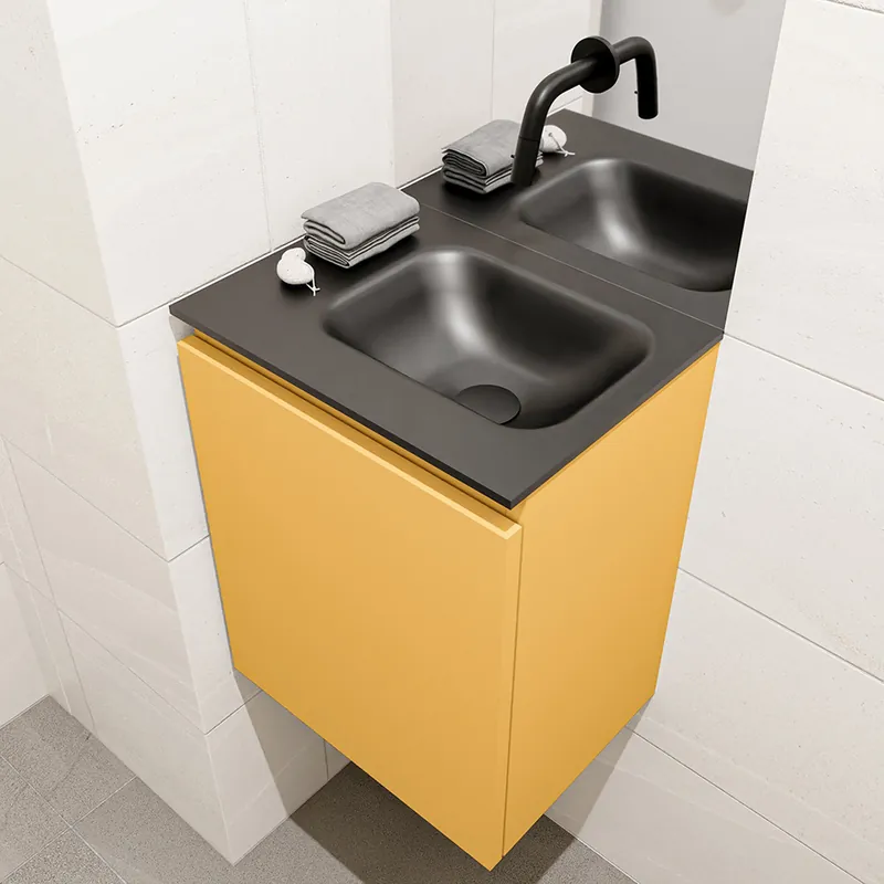 Superprijs Mondiaz Olan 40cm toiletmeubel ocher met wastafel urban rechts geen kraangat