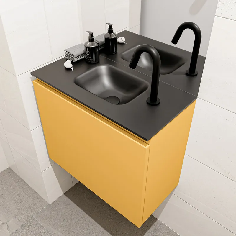 Finale Uitverkoop Mondiaz Olan 60cm toiletmeubel ocher met wastafel urban midden 1 kraangat