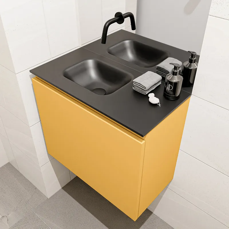 Gecertificeerd Mondiaz Olan 60cm toiletmeubel ocher met wastafel urban links geen kraangat
