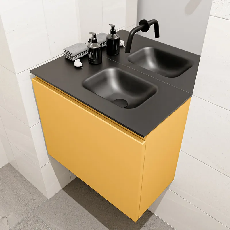 Rechtstreeks Van De Fabrikant Mondiaz Olan 60cm toiletmeubel ocher met wastafel urban rechts geen kraangat