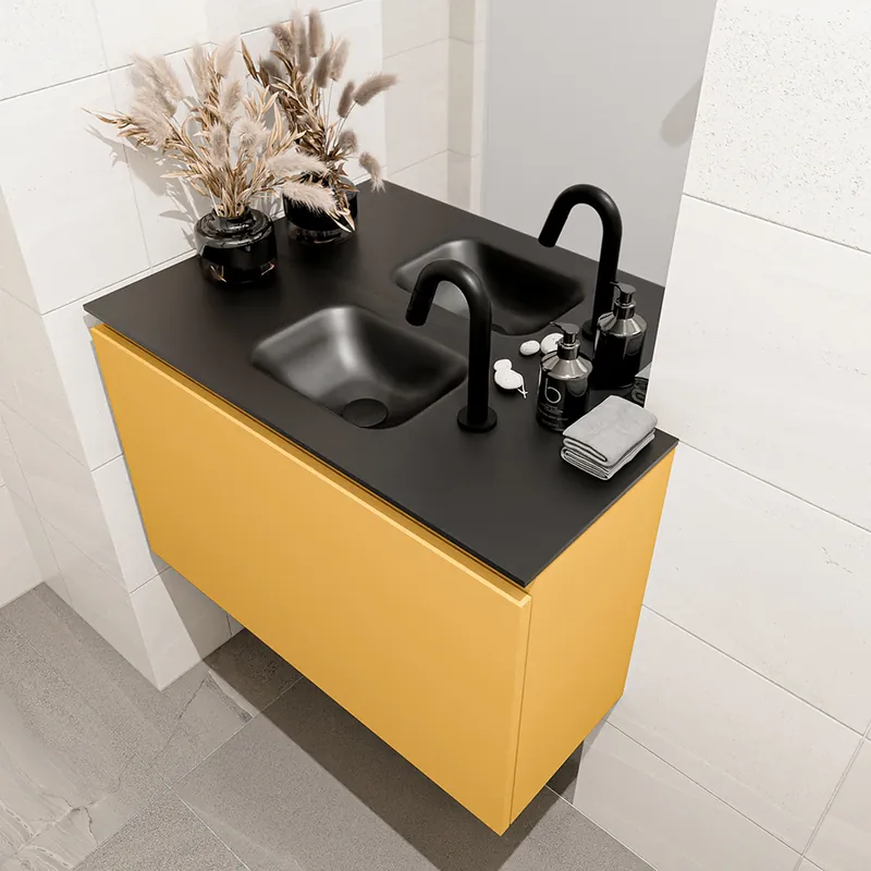 Bestseller Mondiaz Olan 80cm toiletmeubel ocher met wastafel urban midden 1 kraangat