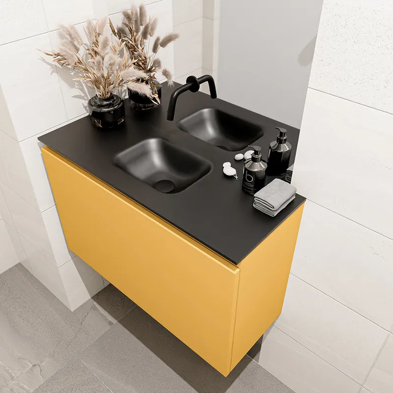 Tijdelijk Beschikbaar Mondiaz Olan 80cm toiletmeubel ocher met wastafel urban midden geen kraangat