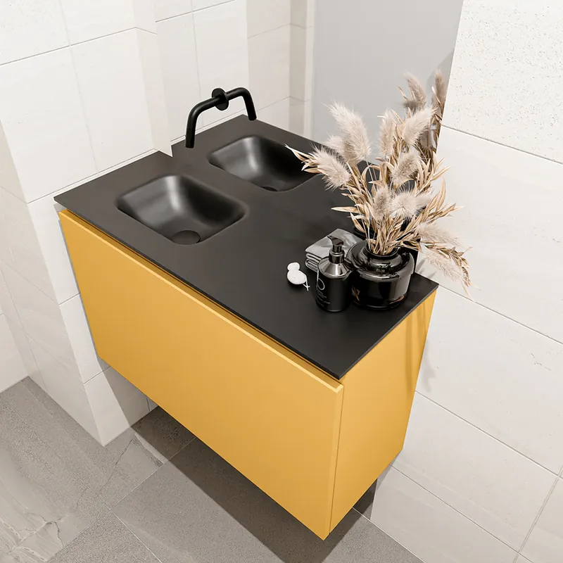 Nieuw Model Mondiaz Olan 80cm toiletmeubel ocher met wastafel urban links geen kraangat