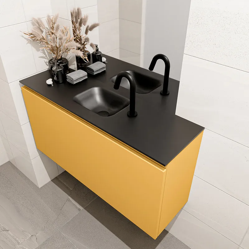 Bestseller Mondiaz Olan 100cm toiletmeubel ocher met wastafel urban midden 1 kraangat