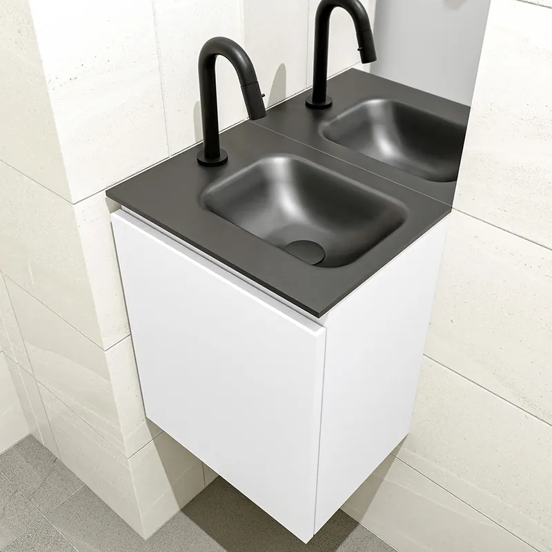 Beperkte Voorraad Mondiaz Olan 40cm toiletmeubel talc met wastafel urban rechts 1 kraangat
