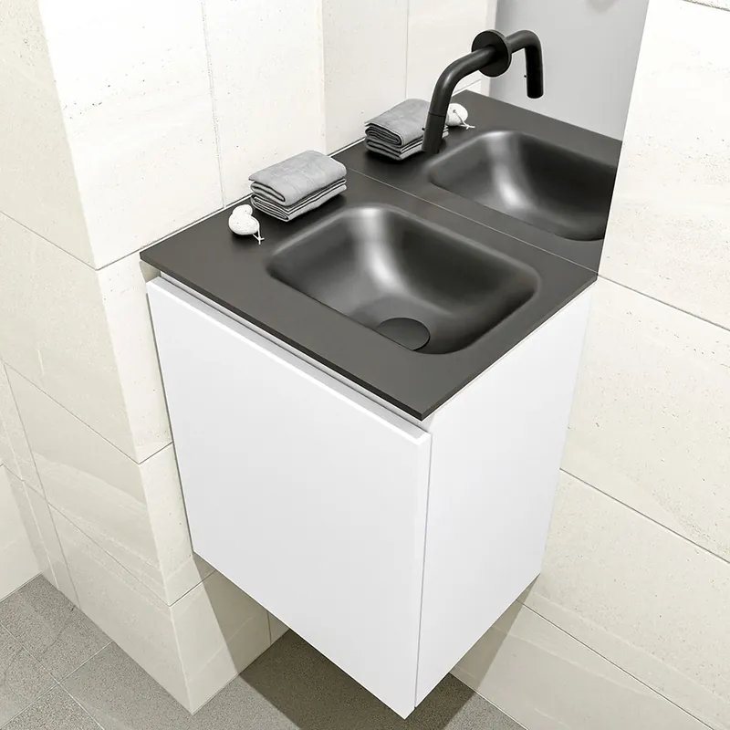 Betaalbaar Mondiaz Olan 40cm toiletmeubel talc met wastafel urban rechts geen kraangat