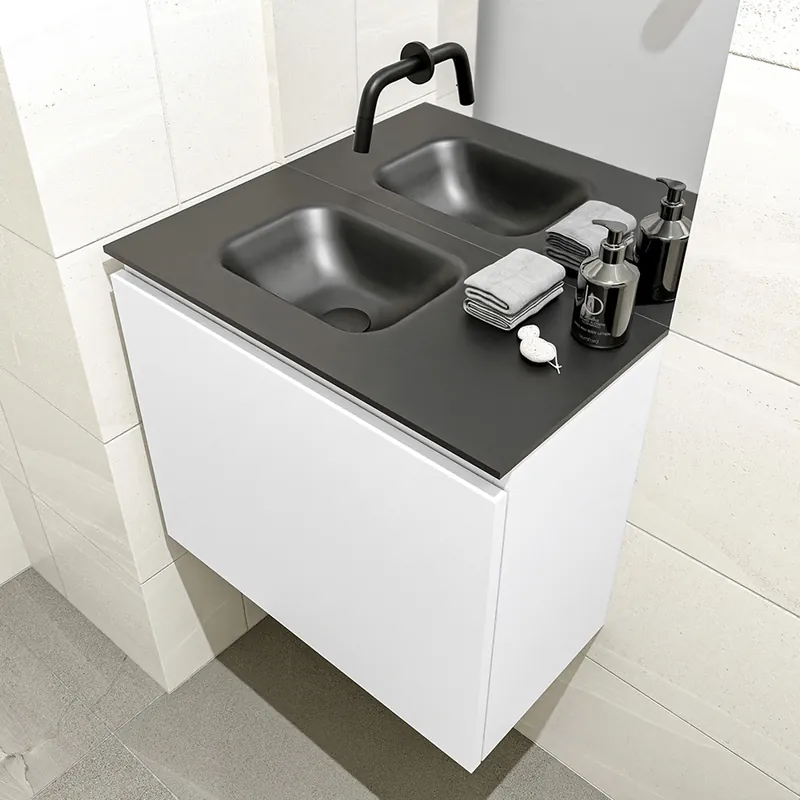 Exclusief Mondiaz Olan 60cm toiletmeubel talc met wastafel urban links geen kraangat