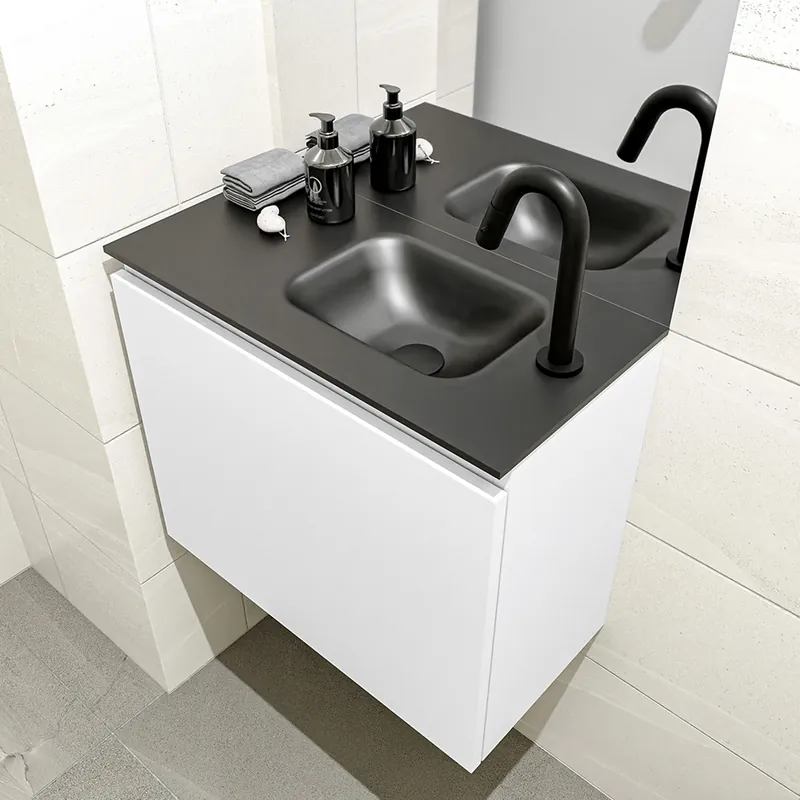 Dagaanbieding Mondiaz Olan 60cm toiletmeubel talc met wastafel urban rechts 1 kraangat