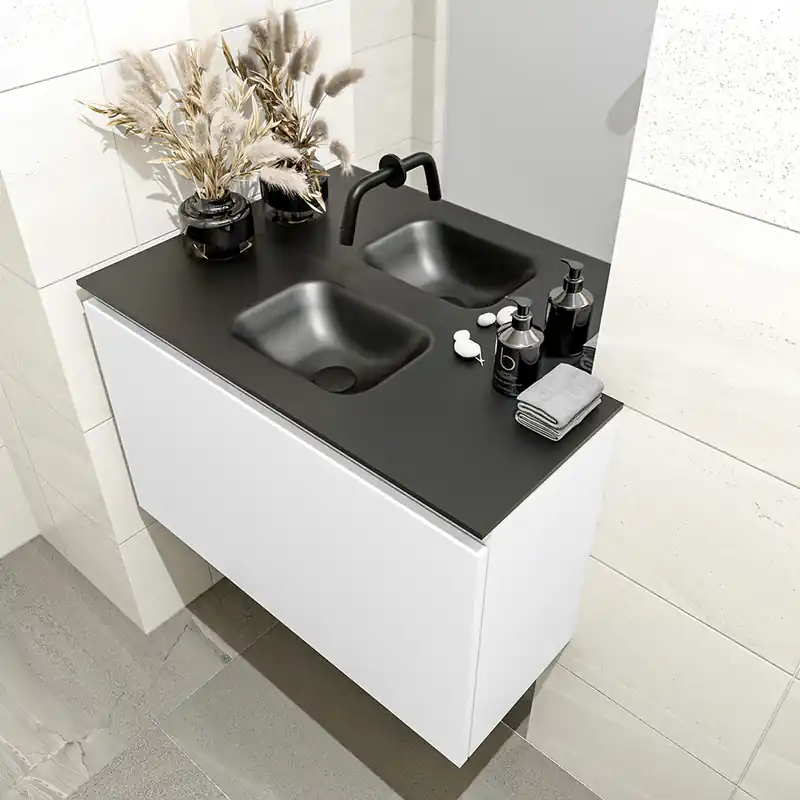 Direct Verzonden Mondiaz Olan 80cm toiletmeubel talc met wastafel urban midden geen kraangat
