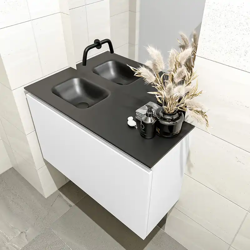 Superprijs Mondiaz Olan 80cm toiletmeubel talc met wastafel urban links geen kraangat