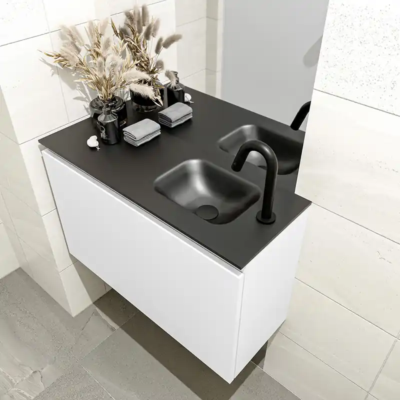 Mondiaz Olan 80cm toiletmeubel talc met wastafel urban rechts 1 kraangat Express Levering