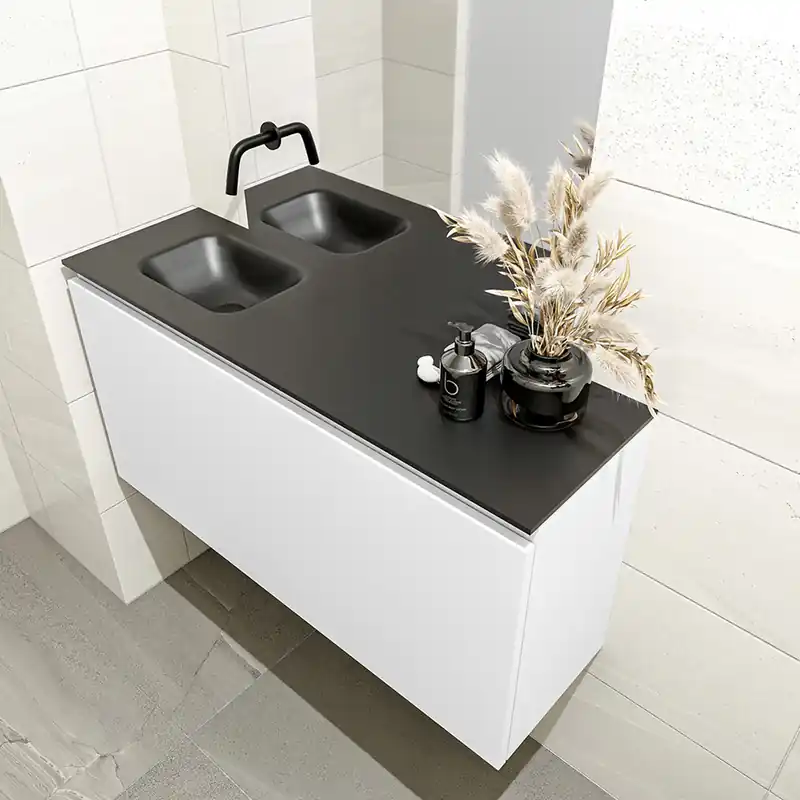 Aanbieding Mondiaz Olan 100cm toiletmeubel talc met wastafel urban links geen kraangat