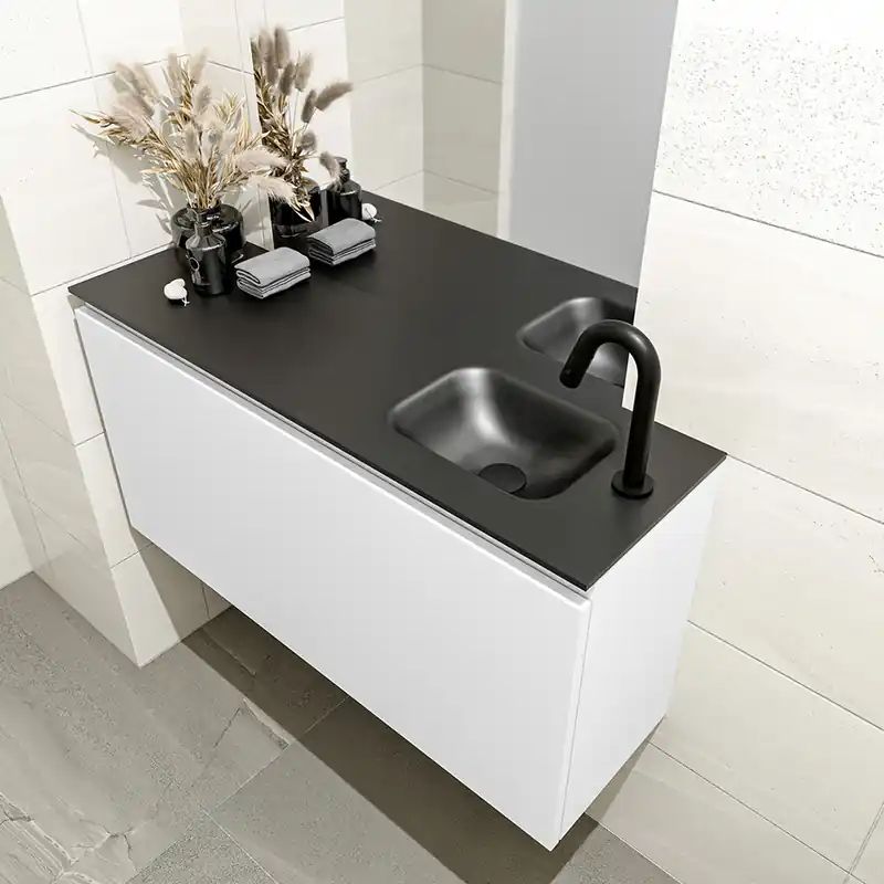 Mondiaz Olan 100cm toiletmeubel talc met wastafel urban rechts 1 kraangat Limited Edition